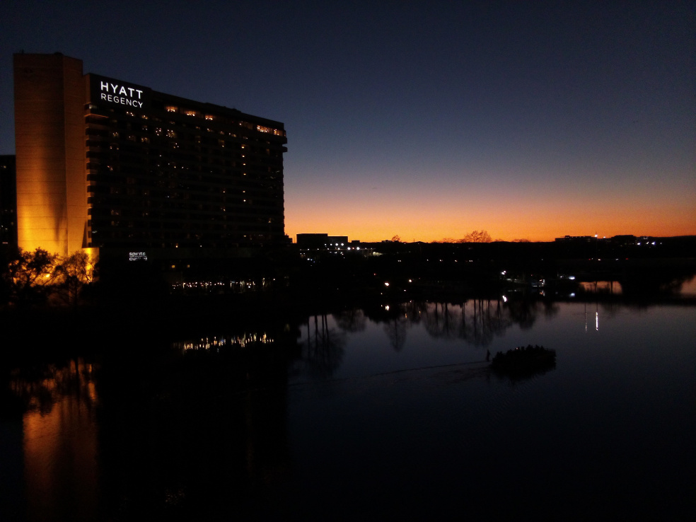 Downtown Austin view from First St bridge of the Hyatt